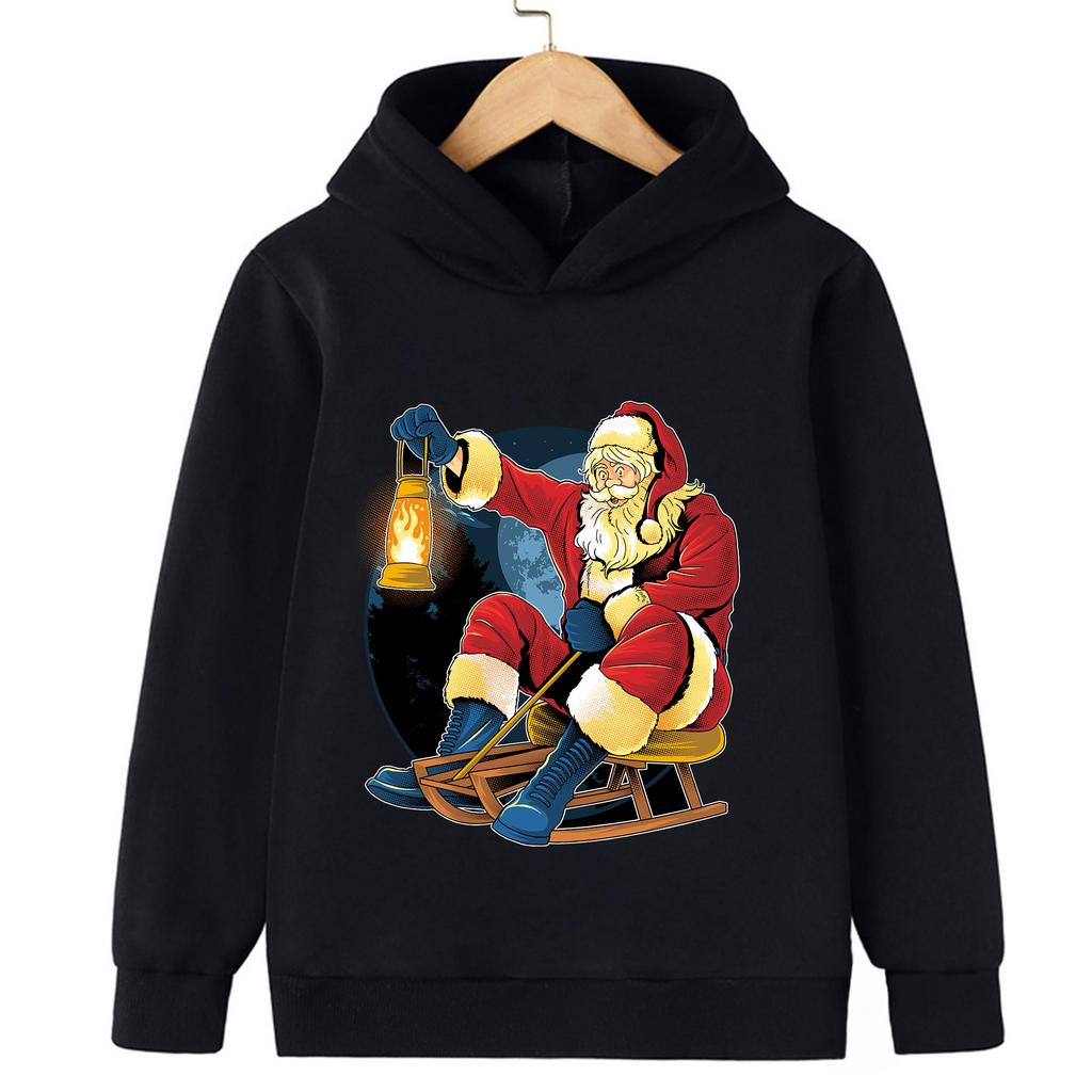 Рождественский свитшот 2026 Прочный Смешной Санта Клаус Детский свитшот Худи для мальчиков и девочек Спортивный топ Счастливого Рождества