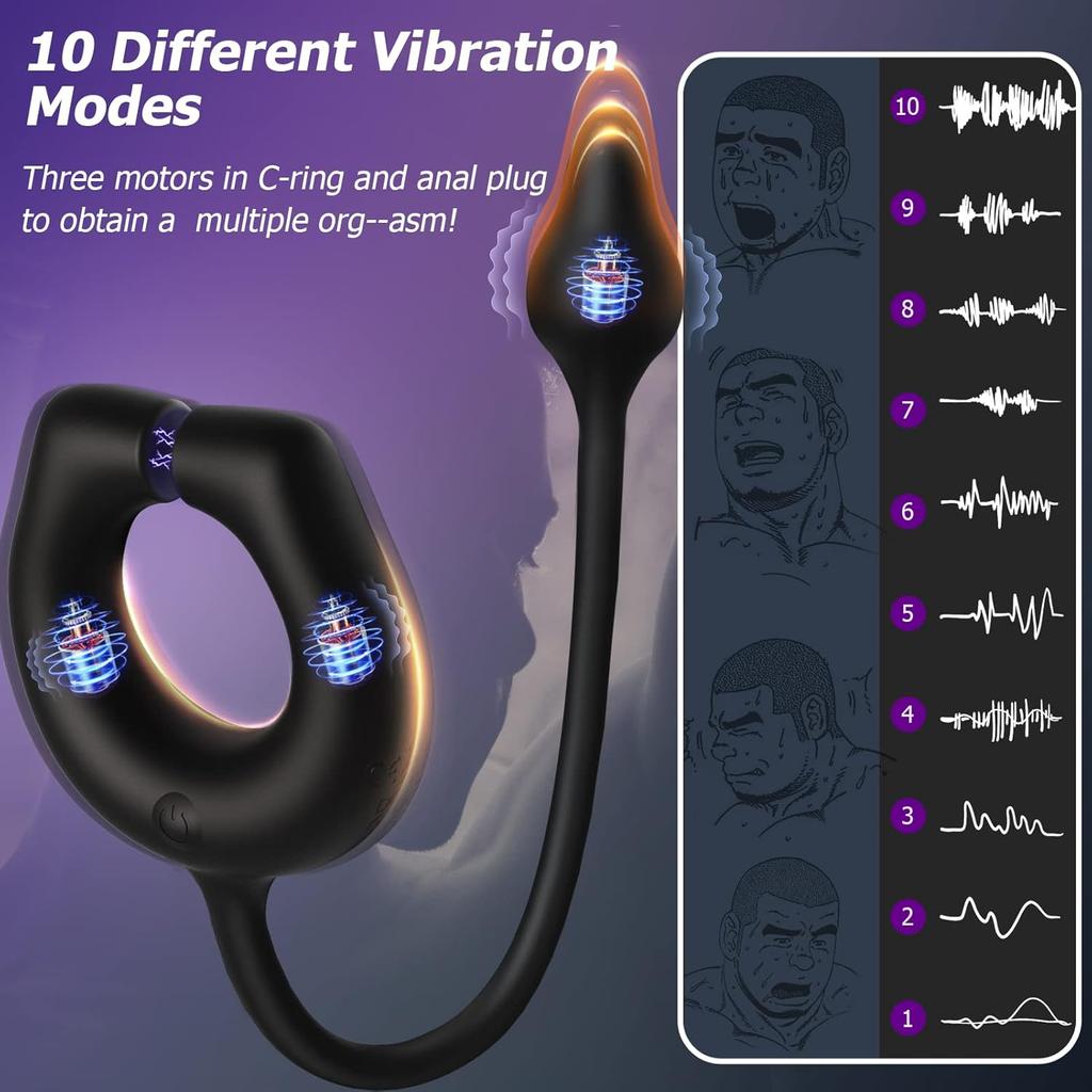 4 In 1 Sexy Toys Prostate Vibrator Cockring for Couple Game Penis Cock Ring Vibrator Premium & Balls Sex Toys for Men Vibrator
