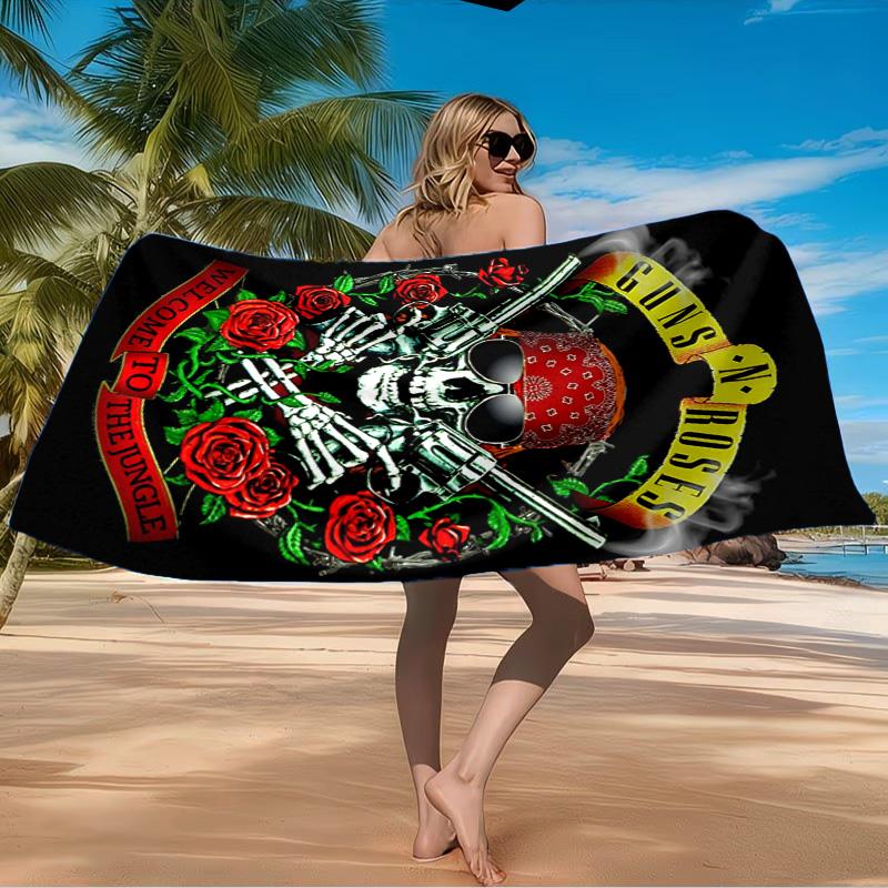 Guns rock band Artwork Beach Towel Microfiber Beach Towel, Lightweight and Quick-Dry, for Summer Travel, Swimming Pool Fan Birthday Gift