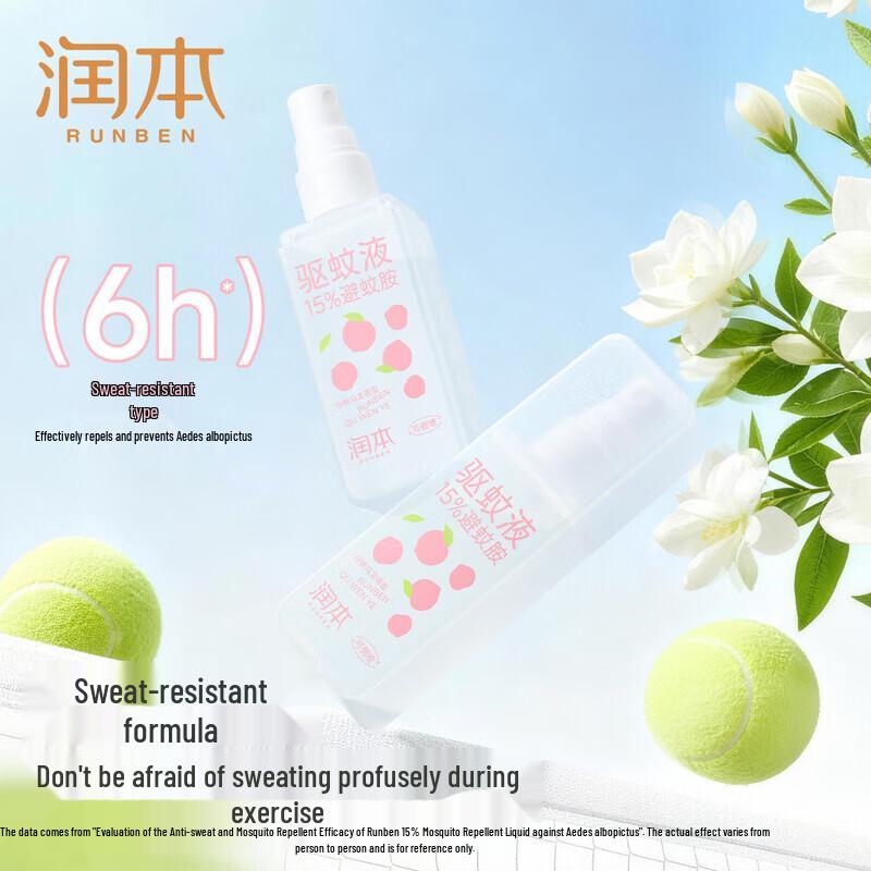 RUNBEN 15% DEET Mosquito Repellent Spray with Wipes