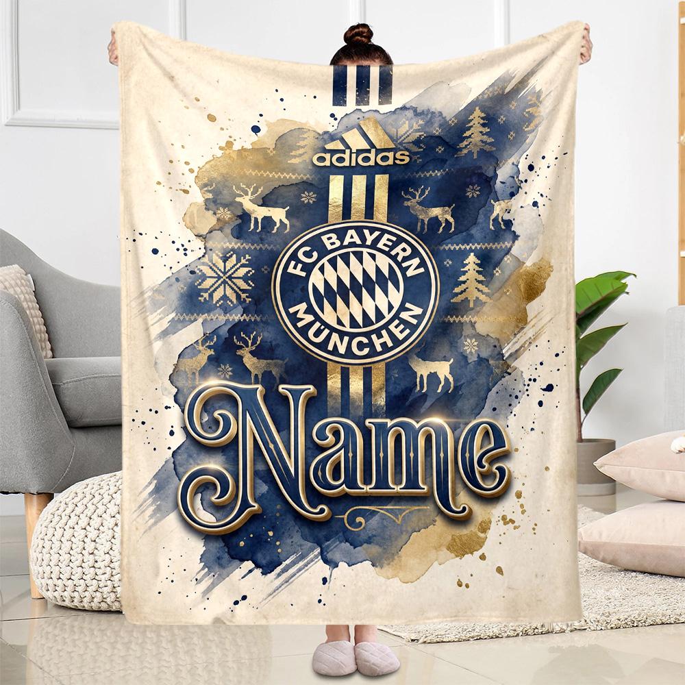 Bayern Munich Fan Artwork Customize Text Blanket Gift Personalized Blanket Durable Comfort Versatile for Bed Nap Seaside Sofa for All Occasions