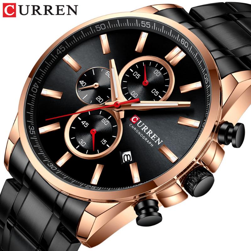 CURREN New Top Men's Watches Six -pin Quartz Watch Steel Belt Business Casual Watch