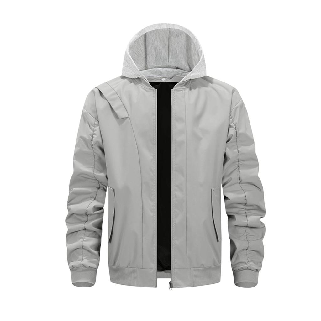 Men'S Loose Jacket Fashionable Multi Pocket Hooded Jacket