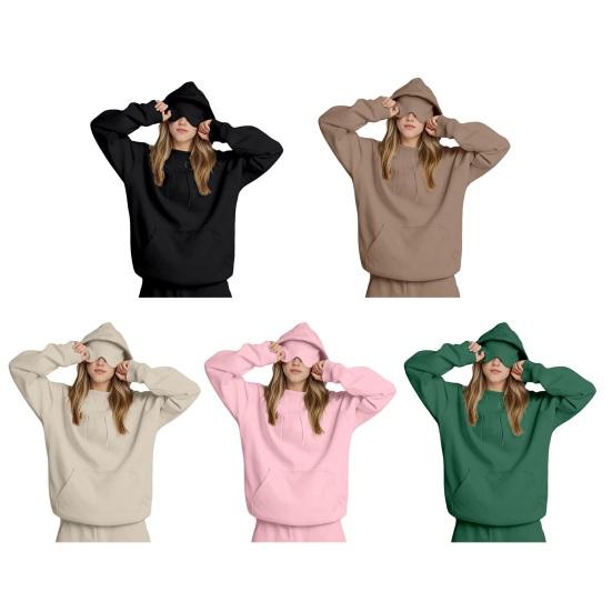 Yousheng Hoodies with Built In Eye Cushion for Women Men Unisex Oversized Sweatshirt Travel Airplane Pullover Tops with Pocket for Sleep