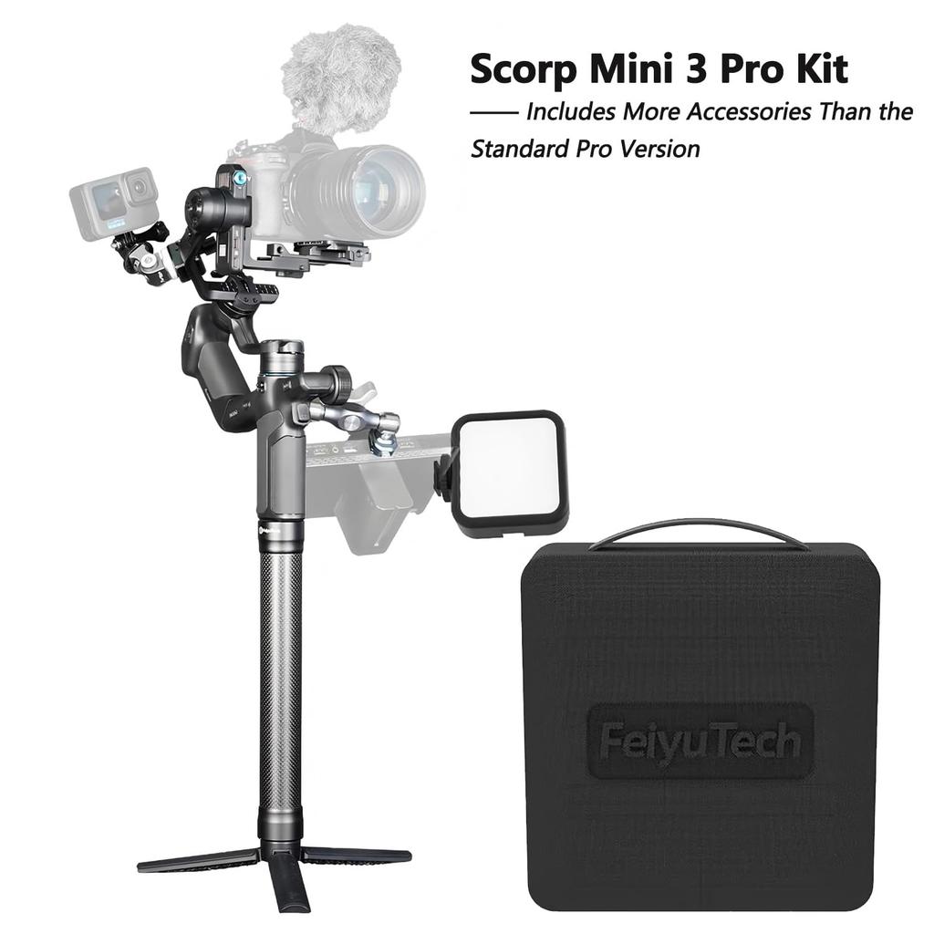 FeiyuTech SCORP Mini-3 PRO 3-осевой стабилизатор для камер, грузоподъемность 2,0 кг, широкий диапазон совместимости с камерами, стабилизация изображения, штатив