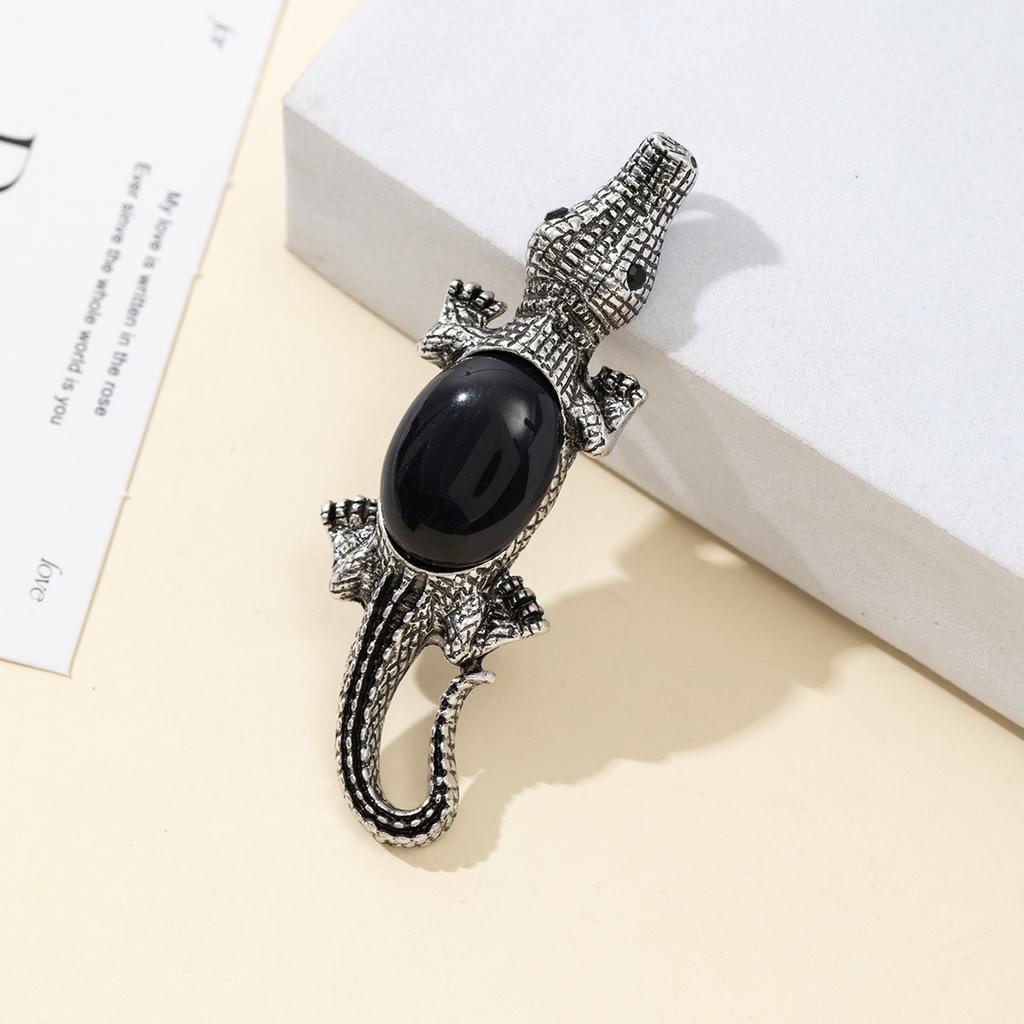 Брошь из натурального камня в форме ракушки, брошь в форме крокодила для элегантного официального пальто, ювелирный аксессуар 68x22 мм