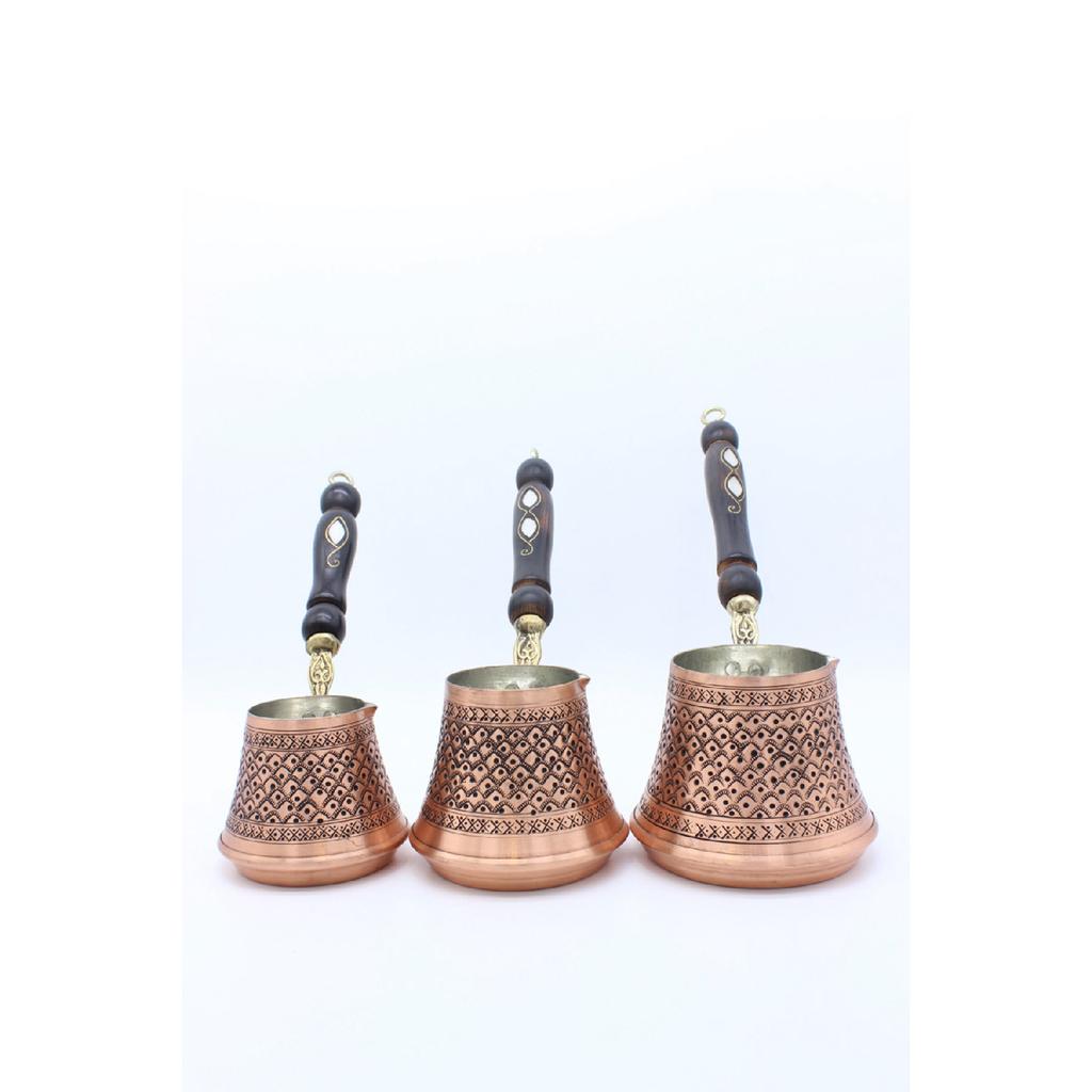 Аутентичные медные кофейники с ручной вышивкой, набор из 3 предметов
