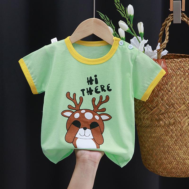 Детская хлопковая футболка с рисунком: Летний топ с коротким рукавом для мальчиков и девочек, новый корейский стиль