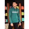 Зеленый мужской свитер с капюшоном и принтом