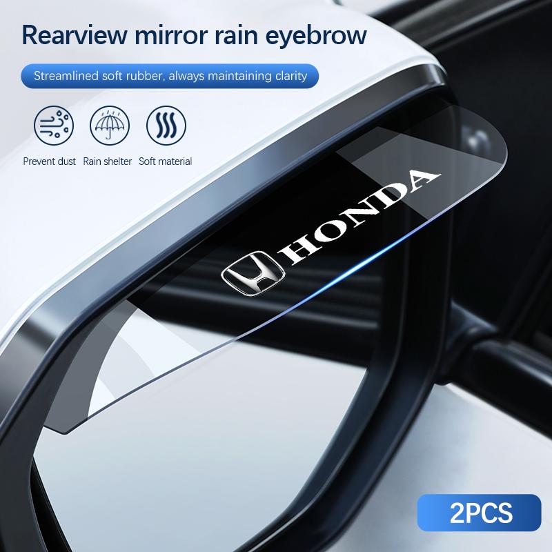 AQU3 2Pcs Car Rearview Mirror Block Rainwater Eyebrow Accessories For Honda Civic Accord Fit Jazz Pilot CRV Odyssey Passport City HRV