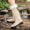 Женские хлопковые дождевики, модные высокие нескользящие резиновые сапоги, верхняя одежда, длинная обувь для ручья, водные сапоги, всесезонные водные сапоги, обувь для кемпинга