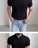 Men's Summer Slim Fit Korean Style Short Sleeve Polo Shirt, Turn-Down Collar, Solid Color, Casual Temperament.