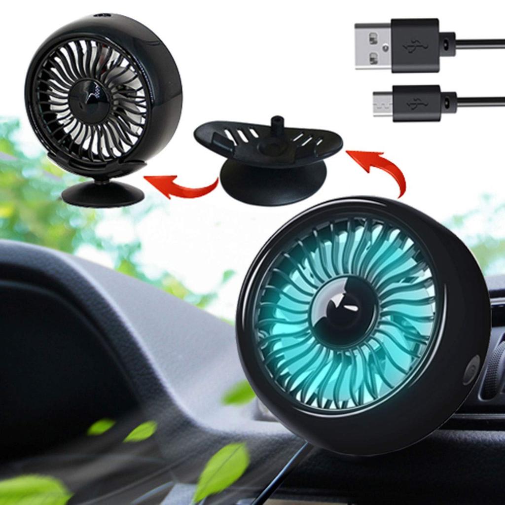 Kwak's Car Fan, For Tabletop, Air Conditioner, Dual Use, Angle Adjustable, LED Light, Summer,