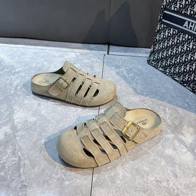 Весна и осень корейская версия повседневных тапочек из рыбьей кости с полой дышащей головкой-мешком Boken женские ретро ленивые педали римские крутые тапочки