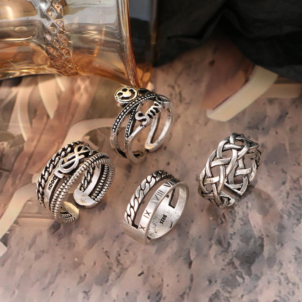 Letter Punk Style Retro Ring Open Ring Party Concert Fashion Jewelry Gift