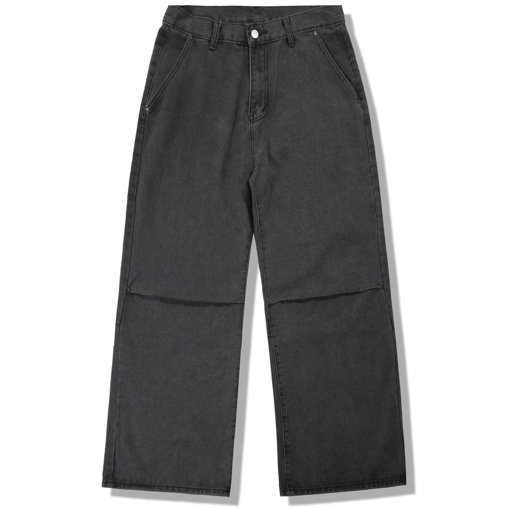 GUBIN Wide Rivet Point Denim Pants - Gray