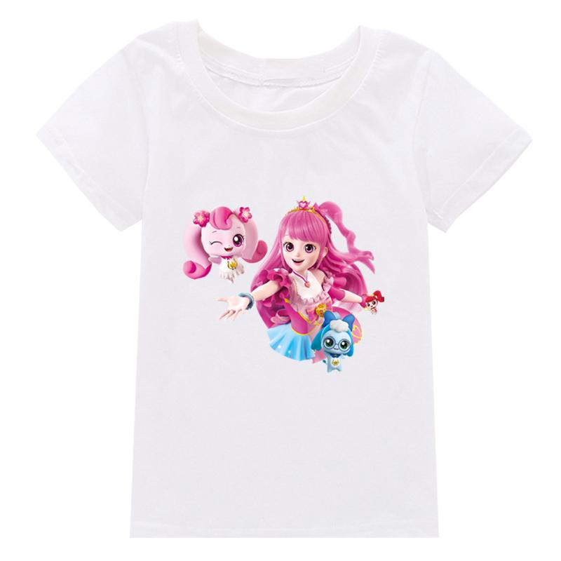 Детский костюм Мультяшный Кэтче Тини пинг Летняя быстрая мода Одежда для маленьких девочек с коротким рукавом Верхняя одежда Футболка для мальчиков Детские топы