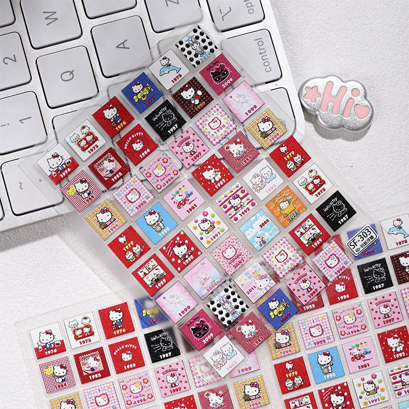 Sanrio Hello Kitty 6D тисненые мультяшные наклейки для чехла телефона - Милые стерео-блоки для DIY
