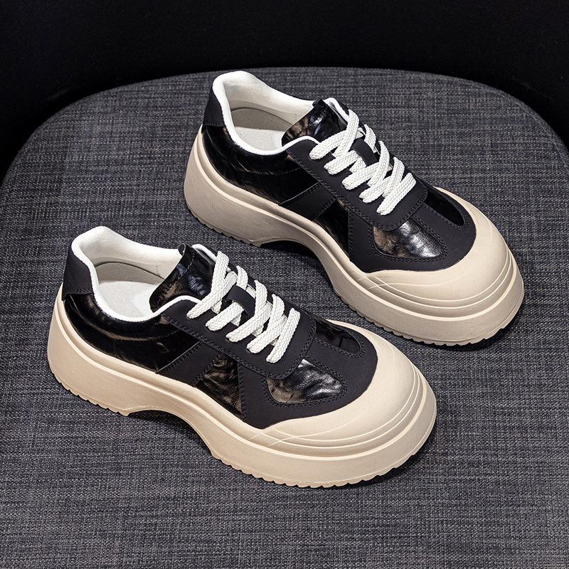 Туфли белые с толстой подошвой из кожи, спортивные, повседневные, для досок, женские туфли Old Dad