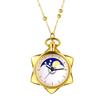 Pocket Watch Sun Moon Star Hexagram Pendant Watch Analog Display Waterproof Cute Pocket Watch Necklace Sweater Chain Gold Fashion Accessory Birthday