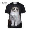 2024 Новые футболки с изображением животных Ragdoll Cat 3D, унисекс, повседневные футболки с коротким рукавом и принтом забавного котенка