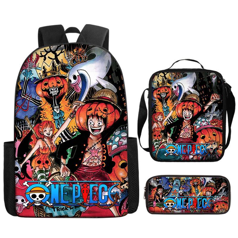 One Piece One Piece Backpack Primary And Secondary School Schoolbag Voyager King Backpack Cartoon Schoolbag Three-Piece Set