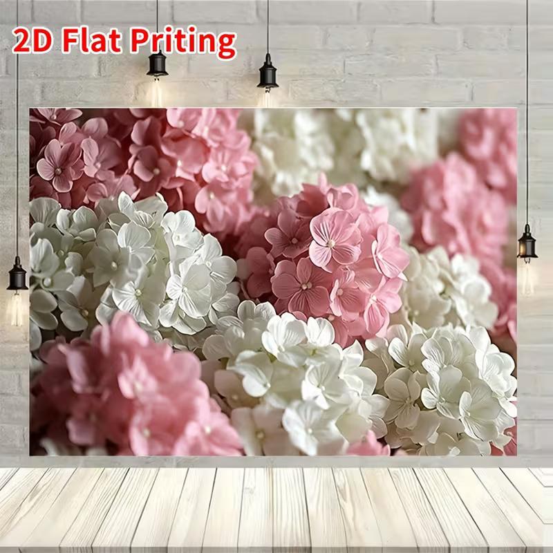 2D Flat Print Romantic Hydrangea Backdrop Studio Background Cloth