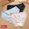 3PCS/Set Seamless Panties Ice Silk Lace Perspective Briefs Ultra Thin Breathable Underwear Cool Summer Female Sexy Lingerie