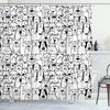 Floral Shower Curtain, Vintage Garden Plants Herbs Flowers Botanical Classic Design Illustration, Cloth Fabric Bathroo