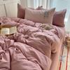 Однотонный постельный комплект в стиле INS для взрослых детей розовый хлопковый натяжной плоский лист с наволочками красочный размер кинг, квин, полный