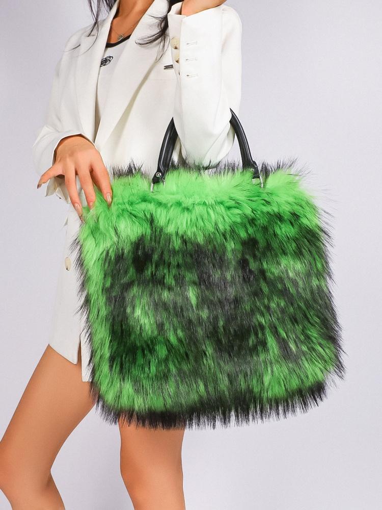 New Autumn Fluffy Faux Fur Shoulder Bag for Women Elegant Soft Plush Large Crossbody Bag High Quality Shopping Handbags