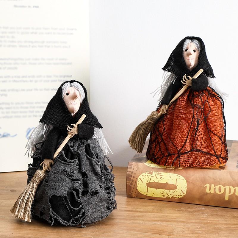 Halloween Witch Broom Tree Topper Spooky Party Home Decor