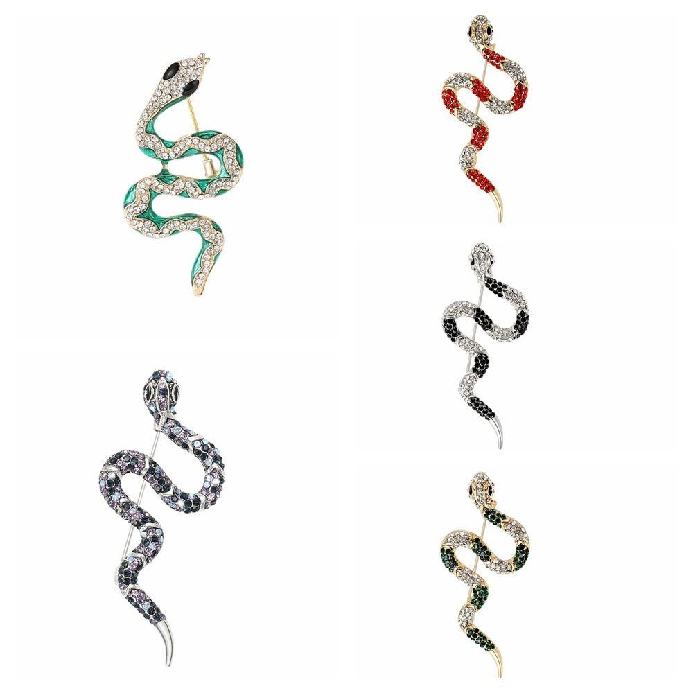 Блестящие броши-заколки с горным хрусталём, минималистичная брошь на лацкан в виде змеи, модная брошь со знаком зодиака Змея, для девочек