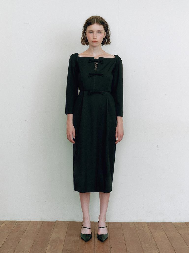 Ganiesong Bridal Ribbon Drops Dress_Black