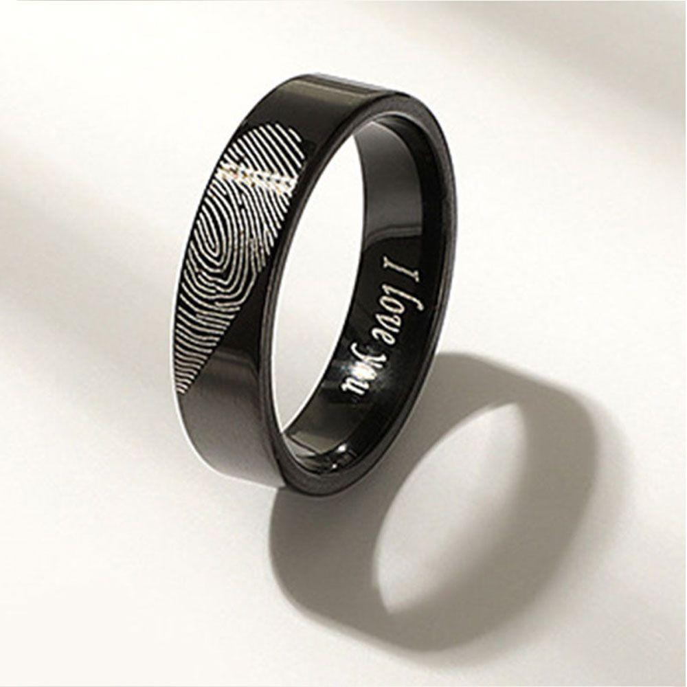 1 пара новых свадебных колец с отпечатками пальцев в виде сердца на День святого Валентина из нержавеющей стали
