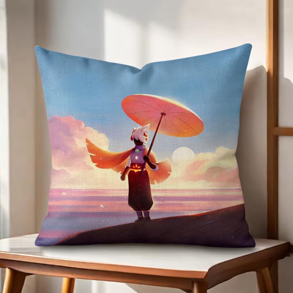 Game Sky ChilDRen of the LLight Cushion Cover Natural Linen Organic Fabric DoubleSided Printing Couch Pillow Covers Home Decor