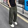 Black American scimitar pants men's thin ruffian handsome high-end casual overalls loose straight sports trousers