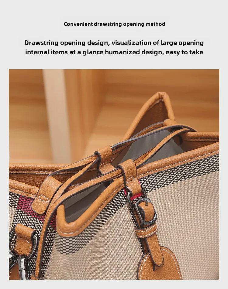 Женская сумка-ведро в клетку 2023 года, класса люкс: Универсальная роскошная сумка-мессенджер через плечо с большой вместимостью