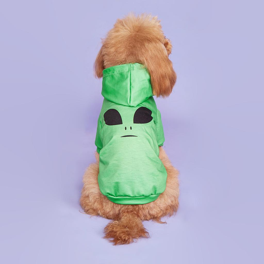 Dog Hoodie Halloween Shirts Clothes Dog Doggy Cute Alien Face Pattern Dog Clothes Dog Sweatshirts Cosplay Apparel Comfortable Pe