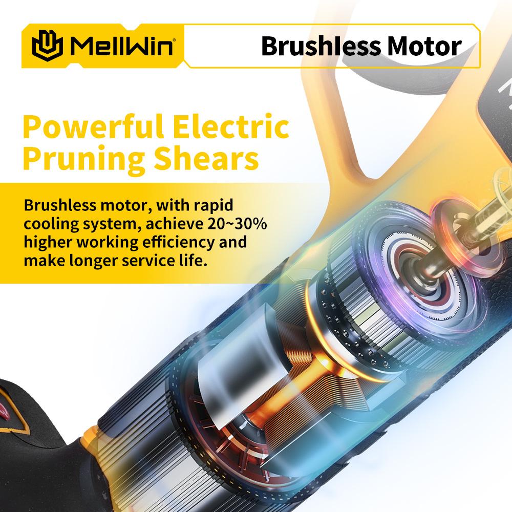 MELLWIN Бесщеточный 30 мм электрический секатор ножницы 2 передачи беспроводной фруктовых деревьев бонсай обрезка ножницы электроинструмент для Makita 18 В аккумулятор