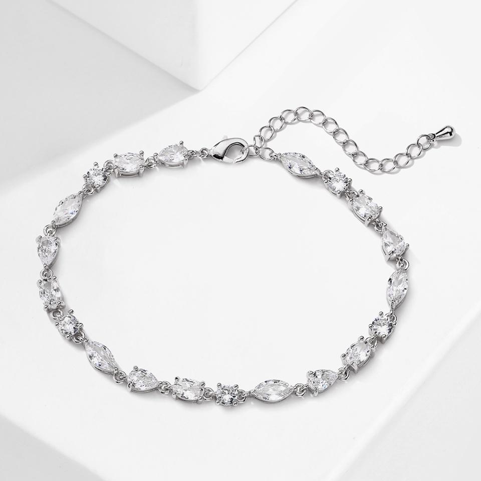 ZAKOL Fashion Personalized Micro-set CZ Zircon Women's Link Bracelet Shiny Exquisite Bride Wedding Party Jewelry