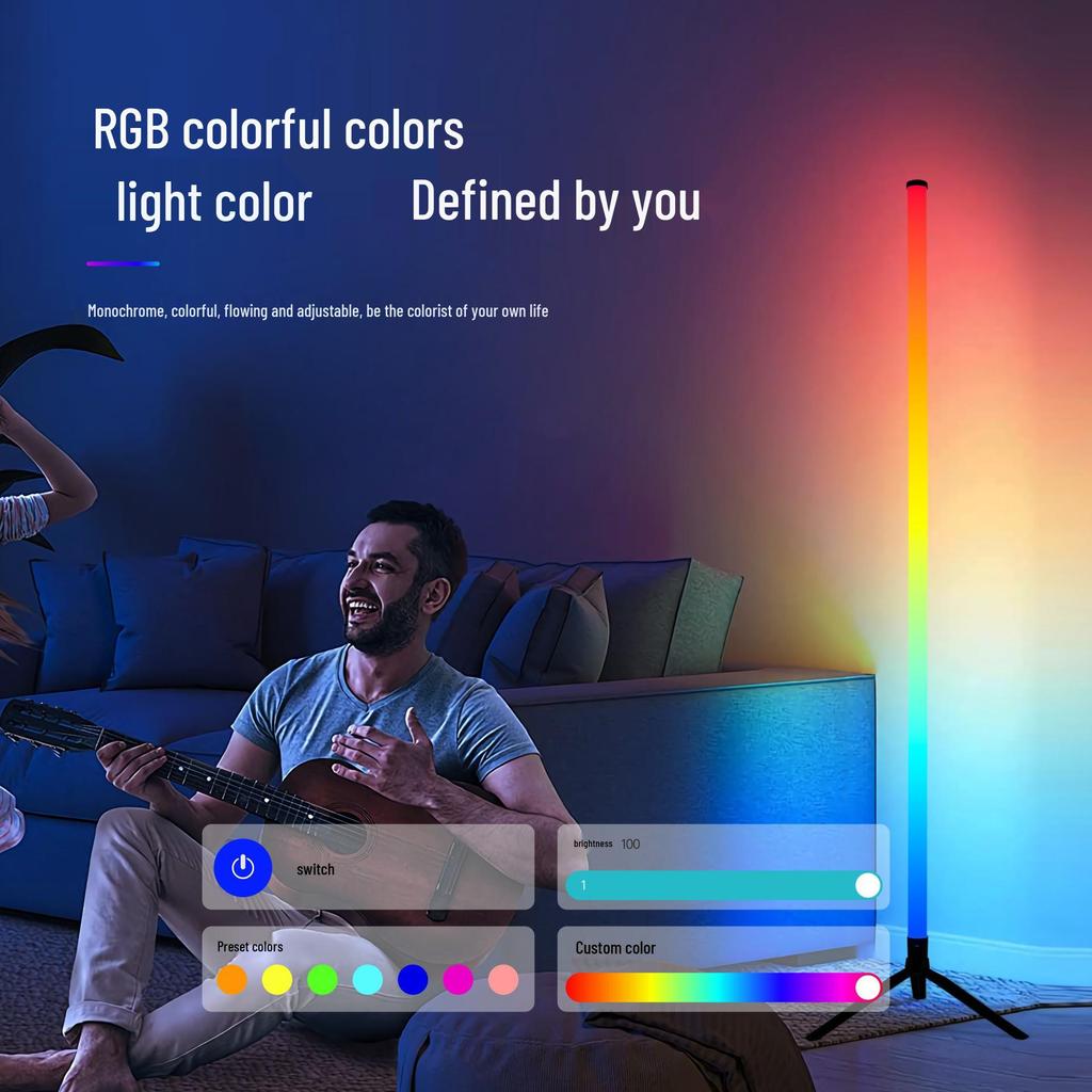 360° RGB Ритмичная напольная лампа с голосовым управлением - Динамичный настольный атмосферный светильник с полным освещением