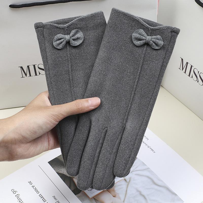 Warm Gloves In Spring and Autumn Women Riding Driving Cold Imitation Rabbit Velvet Super Soft Warm Plus Velvet Touch Screen Gloves.