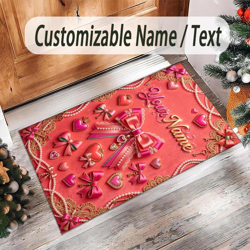 Decorative Artwork Theme Crystal Velvet Rug Personalized Custom Name Text Soft Floor Mat Home Decor