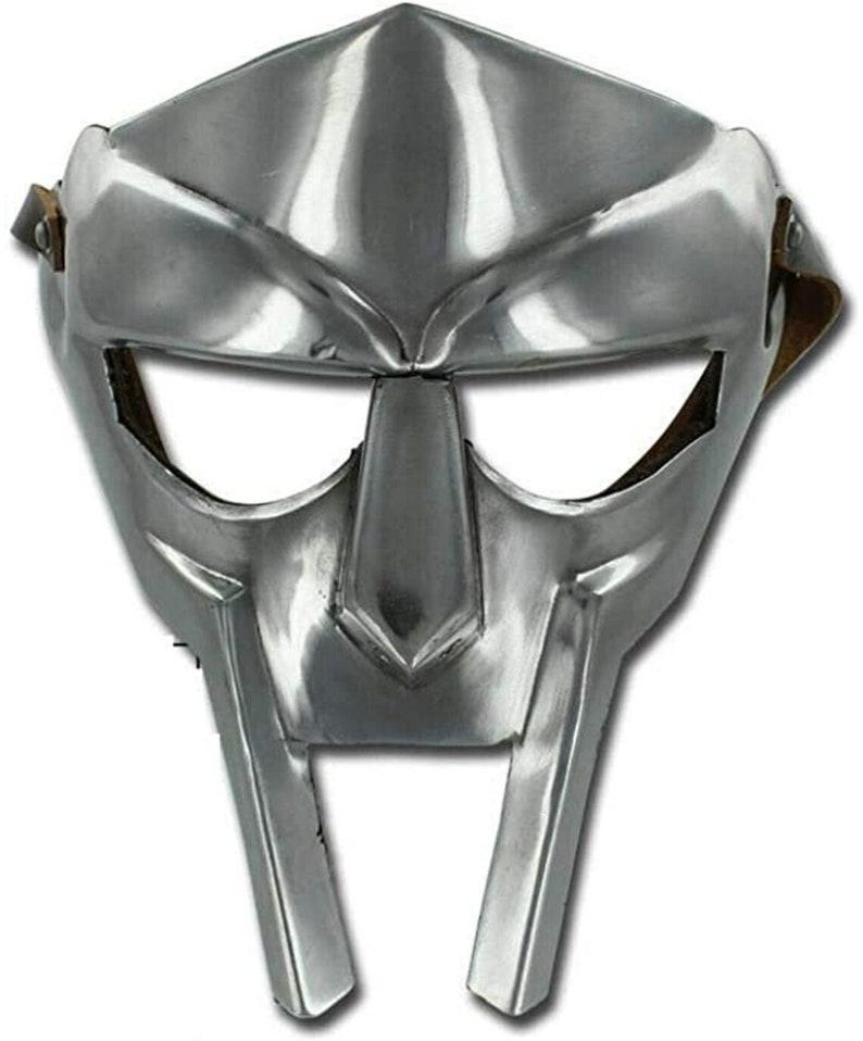 Маска MF DOOM, сумасшедший злодей, стальная броня для лица, средневековая маска ручной ковки