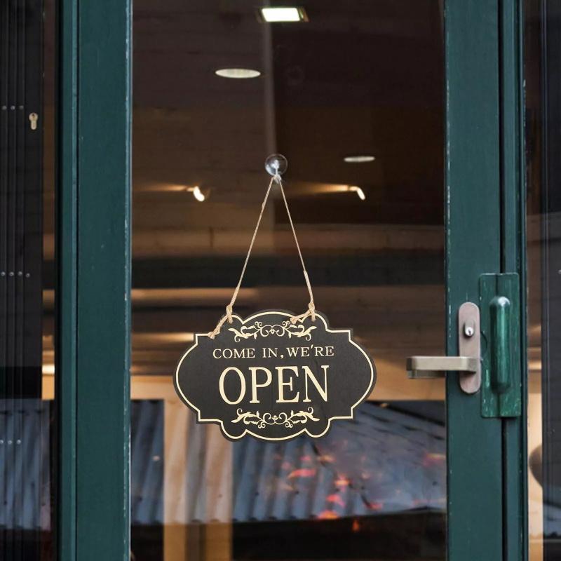 OPEN/CLOSED Sign Wooden Double-sided Shop Window Sign Hanging Open Closed Sign