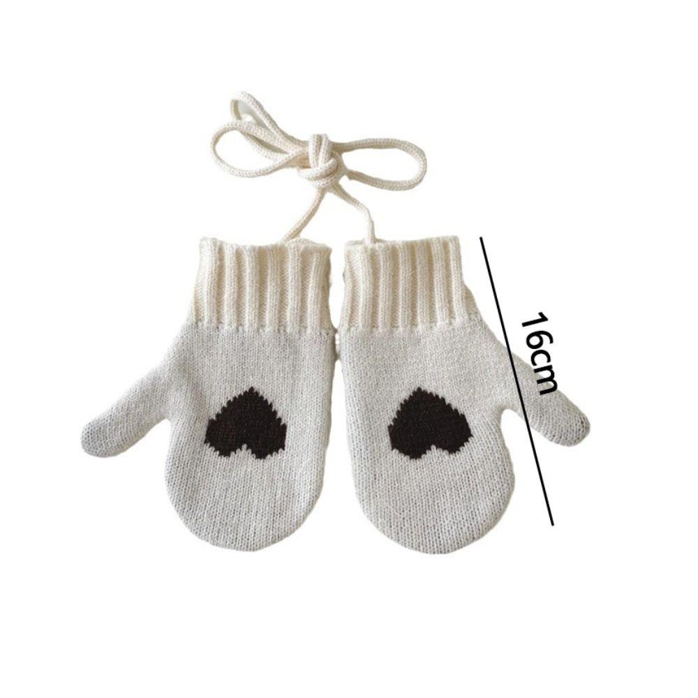 Coldproof Children Mittens Love Heart Hanging Neck Gloves New Knit Gloves  for Children