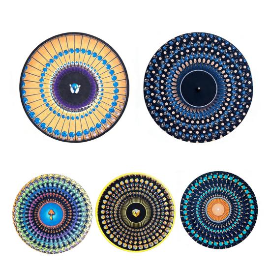 2Pcs Zoetrope Slipmat 12 Inch Animated Optical Illusion Turntable Mat Visual Art Meets Vinyl Culture Non-Slip Felt Record Player Pad for Vinyl
