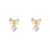 Real 925 Sterling Silver Fashion Romantic Delicate Zircon Bow Stud Earrings For Women Wedding Fine Jewelry