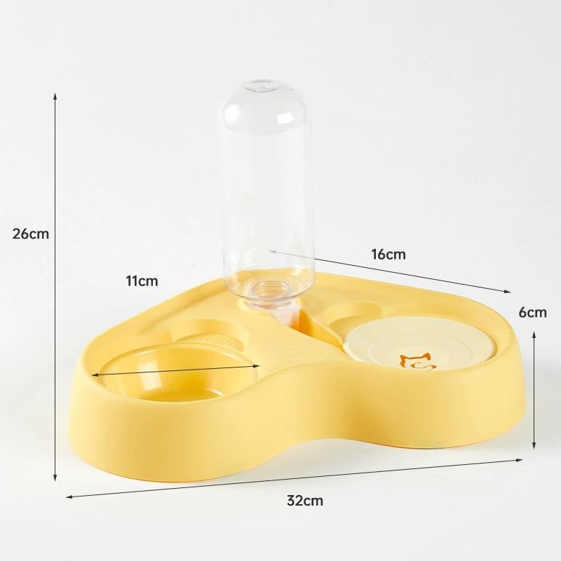 New Plastic Cat Feeder Water & Food All-in-One Dual-Function Pet Bowl Cross-Border